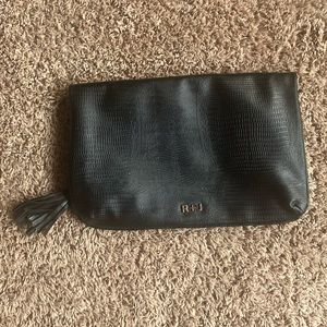 R + J foldable faux leather black clutch